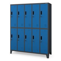 Sozialer Bhp-kleiderspind Mit 10 Türen Bartek 1360 X 1720 X 450 Mm, Anthrazit-blau
