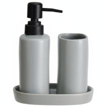 Ensemble De Salle De Bain Ply, Distributeur En Céramique, Tasse Et Plateau.
