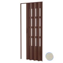 Puerta Plegable De Interior En Kit Con Vidrios De Pvc Mod. Sonia Marfil 1140 82x210 Cm