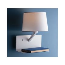 Luce Ambiente Design - Wandlampe Ciak Weiß Mit Stoff Lampenschirm, Usb Lampe Mit Ladefunktion & Ablage