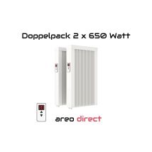 Elektroheizung Doppelpack 2x 650 Watt Flächenspeicherheizung Areo Direct - Simples Thermostat - Appsteuerung Ohne Zusatzhardware Möglich Von Evarmo