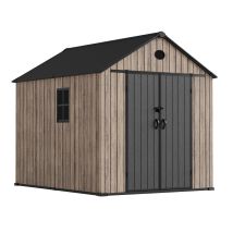 Casetta Da Giardino In Resina 6,41 M² Oak O60 – Pavimento Incluso – Finestra Laterale – Effetto Legno Premium – Doppia Porta Ampia
