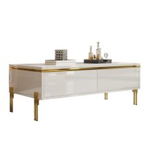 As Easy Table Basse Moderne Laquée Brillante, Table D'Appoint Élégante, Multifonctionnelle, Meuble De Salon, 100 X 50 X 36 Cm (longueur X Largeur X 