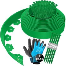 Flexible Rasenkante Aus Kunststoff Mit Erdankern + Handschuhen Beeteinfassung Beetumrandung Beetbegrenzung Mähkante - Kesser