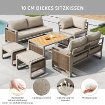 Set De Chaises De Jardin, Ensemble De Meubles Pour 6 À 7 Personnes. Chaise De Jardin Faite De Corde Tissée À La Main. Meuble Résistant Au Temps, 