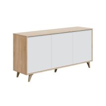 Mirakemueble - Aparador Kikua Plus Blanco Artik (blanco Mate) - Roble Canadian 154cm (ancho) X 75cm (alto)