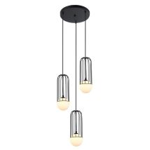 Simon - Lampada A Sospensione Moderna Nera A 3 Luci Con Paralume Nero E Bianco, G9 - Italux