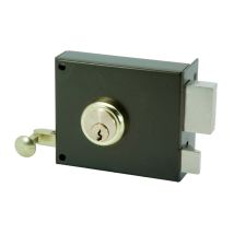 Cerradura de sobreponer 125A – Picaporte 100 mm – Cilindro redondo – 3 llaves – Hierro esmaltado