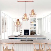 3 Luces Lámpara Colgante Vintage 20cm Lámpara De Suspensión De Metal Diseño De Jaula E27 Iluminación De Interior Luz Colgante Para Comedor Salón Oro 