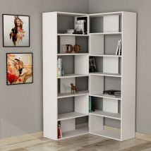 Molly Modernes Eck-mehrzweck-bücherregal Display Unit No.4 Weiß Hoch 178.6cm - White - Decortie