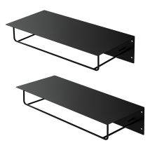 Ml-design - Set 2x Appendiabiti Da Parete Con Gancio Asta E Ripiano Per Capelli Beretti 60 X 30 X 15 Cm In Acciaio Verniciato A Polvere Nero 