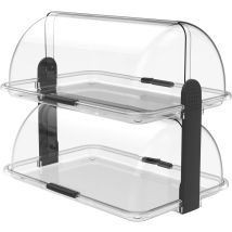 Biesse - Vetrina Da Banco Doppio Ripiano Trasparente Made In Italy Bpa Free 38x26 H35 Contenitore Espositore Per Alimenti Plastica Atossica Per Hotel 