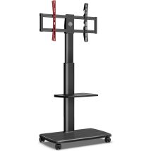 Fitueyes - Tv Bodenstnder Rollbar Mit 2 Ablagen Tv Standfu Tv Stnder Fernsehstand Mit Rollen Hhenverstellbar Schwenkbar F ̈¹r 32 Bis 65 Zoll 