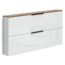Levante - Scarpiera Bianca 2 Ante 160x19x80 Cm Con Top In Rovere