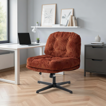Meubles Cosy Silla De Oficina, Sillón De Salón Con Función De Inclinación, Rotación De 360°, Adecuada Para Dormitorio Y Oficina, Pana Roja