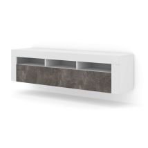 Salone Srl - Mueble De Tv Moreno 160 Cm Blanco Mate / Hormigón Oscuro