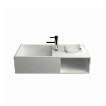 Ambra Wandwaschbecken – Rechteckiger Waschbecken-Hängeschrank – 80 x 40 x 20 cm – Mineralharz – Mattweiß – 23 kg – 2 Jahre Garantie