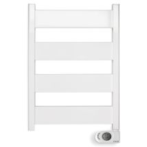 HJM Radiador secatoallas eléctrico Neris 500W 78x50,5x10 cm blanco – Potente y resistente a la corrosión – Programación diaria y semanal