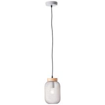 Brilliant - Pendelleuchte Giada Hängelampe, 16 Cm, E27, Metall/holz, Grau Hell/braun