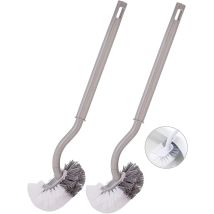Mereteet - 2pcs Toilet Brush Toilet Brush Plastic Long Handle Toilet Brush, With Strong Bristles For Toilet Household, Deep Cleaning, Gray