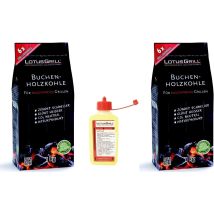 Kit Carbón Haya Pequeño 2x 1kg + 1 Paquete De Gel Para Encendido Original Lotus Grill 200 Ml