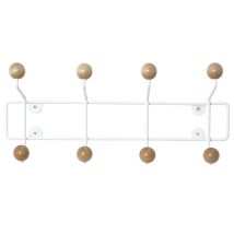 Kleiderhaken Saturnus – Metall mit Holzkugeln – 34 cm – Wandmontage – Ideal für Flur, Schlafzimmer, Büro