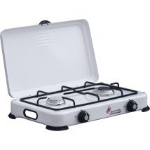 Marke – Gasherd 2 Brenner mit Deckel Camping Multifire 2 – 3,2 kW – 50 x 35 x 10 cm – Robuste Konstruktion – Rutschfeste Füße