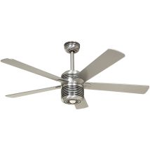 CasaFan Ventilatore da Soffitto ALU 132 con Luce E27 75W – 5 Pale – 132 cm – 60W – 3 Velocità – Finitura Metallo