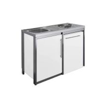 Moderna - Metalline 120cm Angolo Cottura Con Piano Cottura E Frigorifero, Verniciato A Polvere Glacier