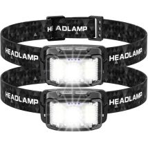 2-pack Of Extremely Powerful 2000 Lumen Led Headlamps With Motion Sensor, Ideal For Fishing, Camping, Cycling And Running.