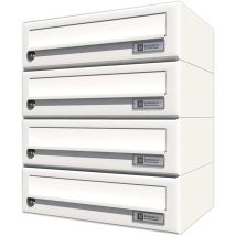 Ju - Hausbrieffachanlage 4-teilig, 375 X 440 X 280 Mm, Stahl Weiß Ral 9016