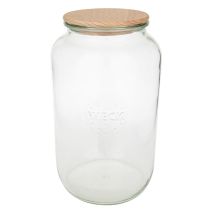Envases para Alimentos Weck – Tarro Redondo 3 Litros – Vidrio de Alta Calidad – Tapa de Madera – Multicolor