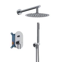 Sanycces Duschsystem Set – 206 cm Höhe – Hochwertige Verarbeitung aus Messing – 6 Farben – Handbrause und Duschkopf