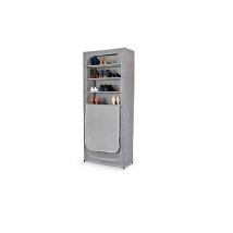 Scarpiera in tessuto grigio a 7 ripiani 68x30x160H cm – plastica e metallo – Arredo casa
