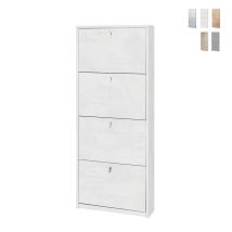 Sarmog - Mobile Scarpiera Ossido Bianco Slim 4 Ante A Ribalta Salvaspazio 10 Paia Scarpe
