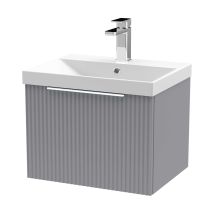 Hudson Reed - Fluted Wall Hung 1-drawer Vanity Unit With Basin 3 500mm Wide - Satin Grey