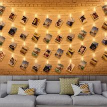[non Utilizzato] 40 Luci Led Per Foto, Luci Led Per Foto Da 6 M, Luci Led Per Foto Da Parete, Portafoto Con Clip Per Feste, Decorazioni E Matrimoni