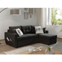 Bestmobilier - Astoria - Beidseitig Montierbar - Schlaffunktion Und Bettkasten - Zeitgenössischer Stil- 4 Sitze - Dunkelgrau