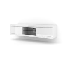 Bim Furniture - Mobile Tv Sospeso A Parete O A Pavimento Net Cm 180 X 40 X 46 Cm Frontali Bianco Lucido Struttura Bianco Opaco - Bim Forniture