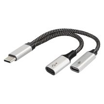 Maxtrack Cable Adattatore Usb-c 2 In 1 - Ma11l, Splitter Usb-c, Otg E Porta De Ricarica Rapida De 60 W, Trasferimento De Dati, Ascolto Di Musica E 