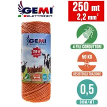 Gemi Elettronica - Weidezaunlitze Für Den Weidezaun 250 Mt 2,2 Mm² Litze Weidezaunseil Elektrozaun Für Pferde, Ponys, Rinder, Ziegen