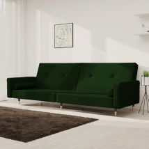 Devenirriche - Schlafsofa 2-sitzer Mit 2 Kissen Dunkelgrün Samt Vidaxl
