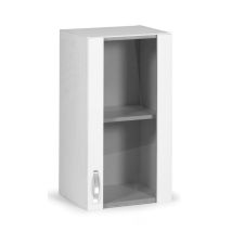 Argonauta - Pensile Vetrina Bianco Frassinato 1 Anta In Legno Nobilitato H.72x40x32cm