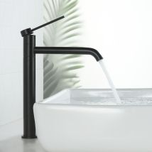Grifo Mezclador Para Lavabo Negro, Grifo Alto Para Lavabo De Baño, Caño Giratorio De 360 ​​° En Acero Inoxidable Ss304 Para Baño