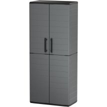 Armoire Porte-balai - Tood - 2 Portes + 3 Étgageres En Polypropylene - 68 X 37 X H.163 Cm - Gris