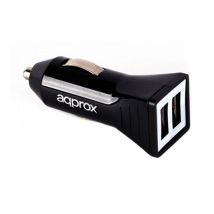 Cargador Approx Para Coche 2 Usb 5v 2.4a Color Negro Appusbcar21b