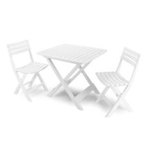 Trade Shop - Set Salotto Con 2 Sedie Tavolo Da Giardino Pieghevole Resistente Camping Bianco 006669 -