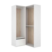 Vestidor De Rincón Reus Con Zapatero Y Trasera Reversible En Blanco/natural, 204.5cm(alto) 105cm(ancho) 104.5cm(fondo).