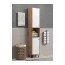 Armoire Haute Avec Deux Portes - Trendteam - Série Touch - Blanc/brun - 36 Cm De Long