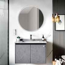 Talos - Spiegelschrank Mit Beleuchtung Black Nova Ø60 Cm Schwarz - Spiegelschrank Bad Mit 2 Ablageflächen - Aluminium - Rückwand Verspiegelt